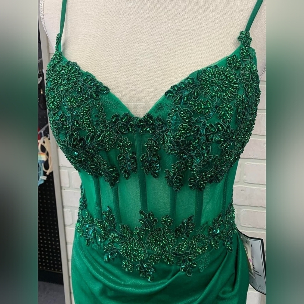 TLC Say Yes To The Prom Green Embellished Corset Gown - Picture 7 of 14